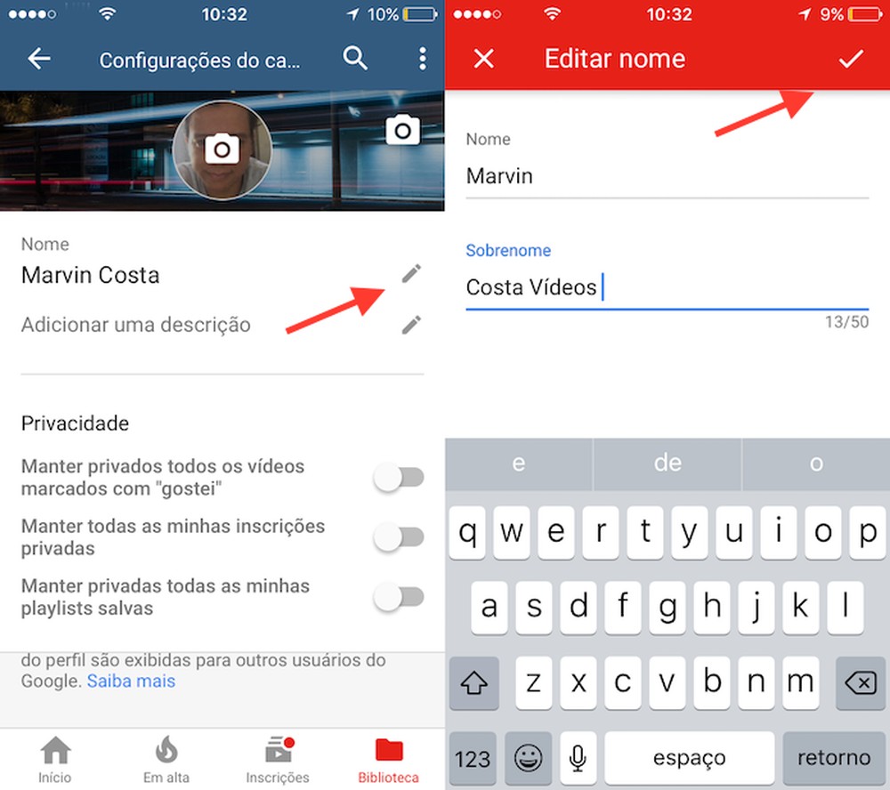 Como mudar o nome de seu canal do YouTube pelo celular