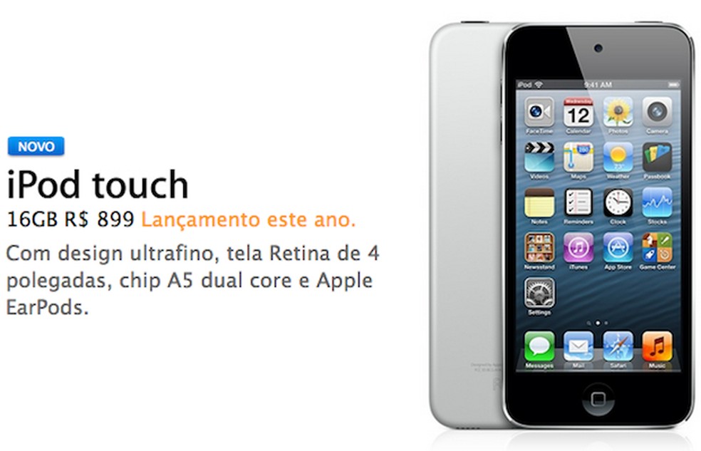 iPod touch de quinta geração ganhou uma versão sem câmera, porém, mais barata (Foto: Reprodução) — Foto: TechTudo