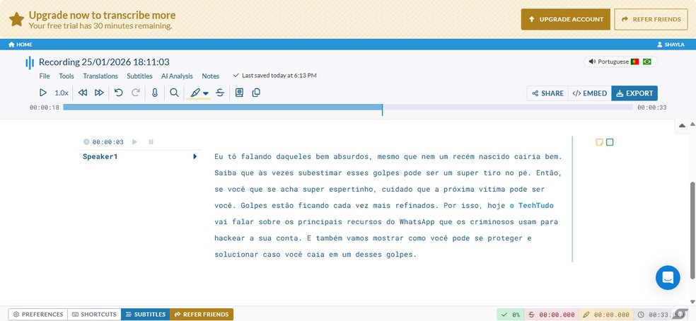  Reprodução/Shayla Silva