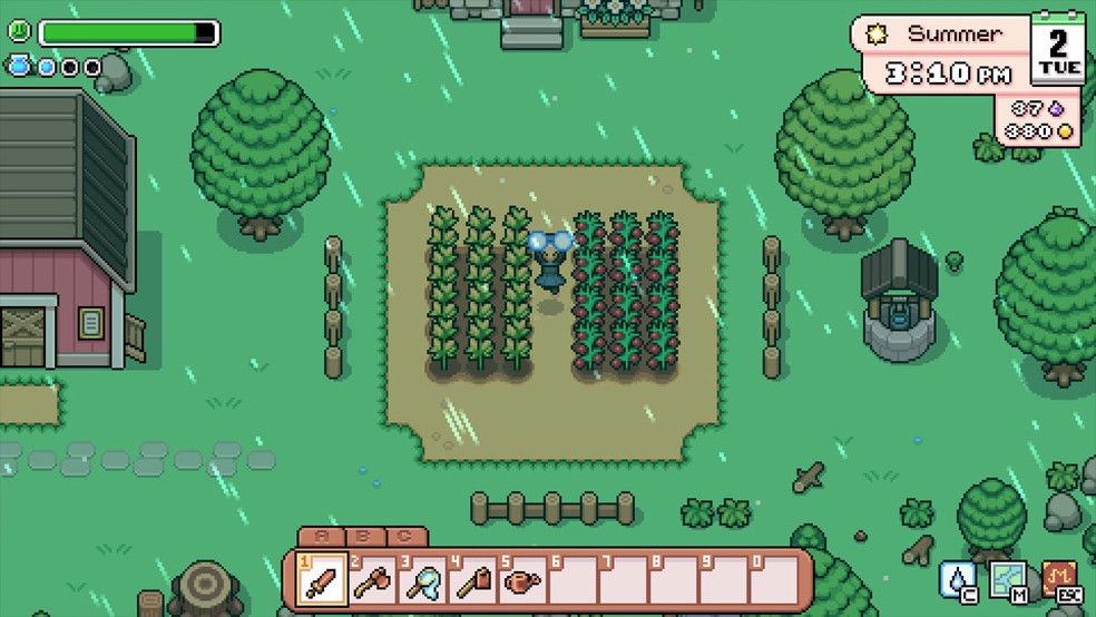 Fields of Mistria traz o tradicional simulador de fazenda, mas com toques de magia como diferencial — Foto: Reprodução/Steam