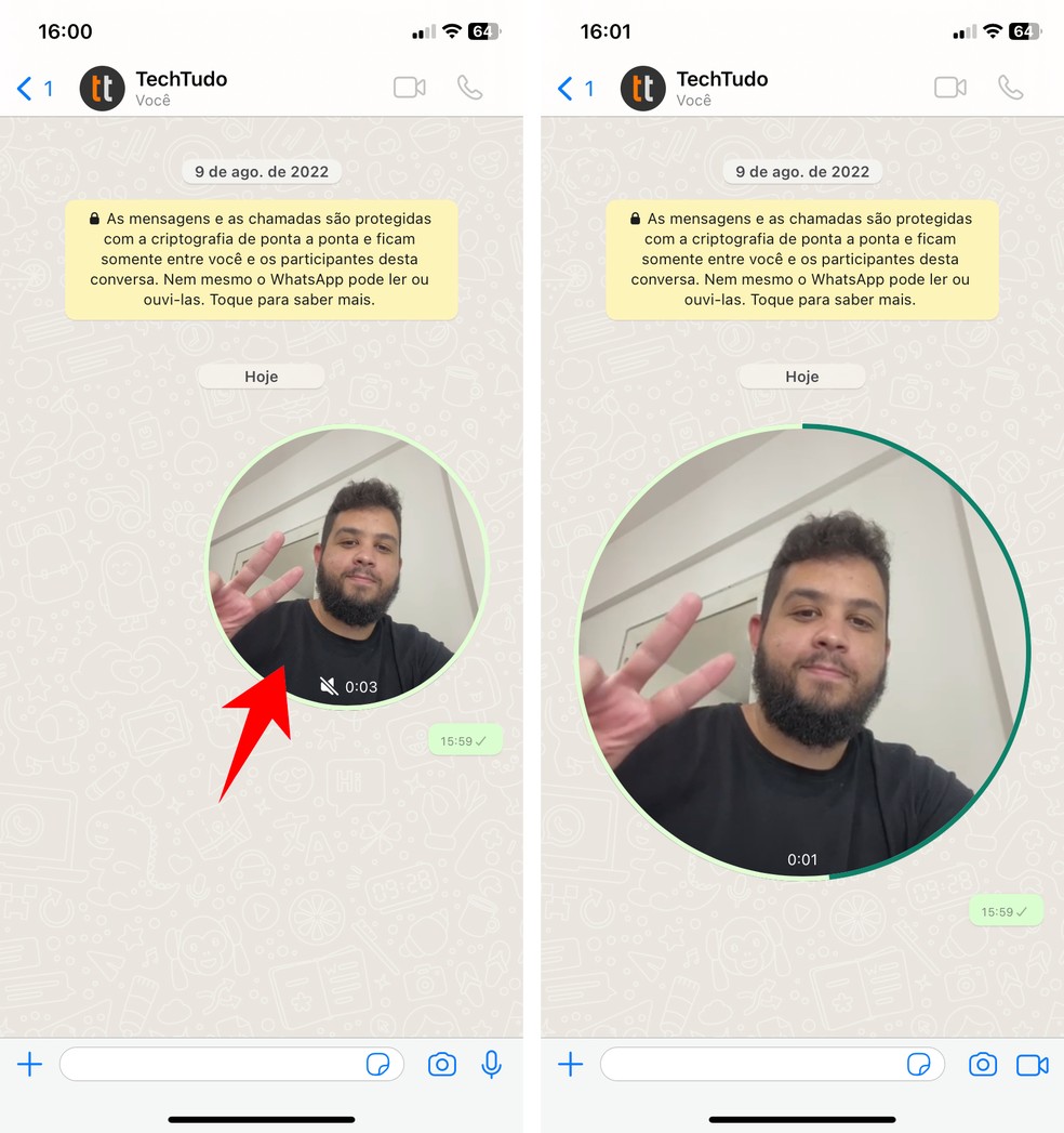 Veja como aumentar mensagem de vídeo e ativar áudio do arquivo no WhatsApp — Foto: Reprodução/Rodrigo Fernandes