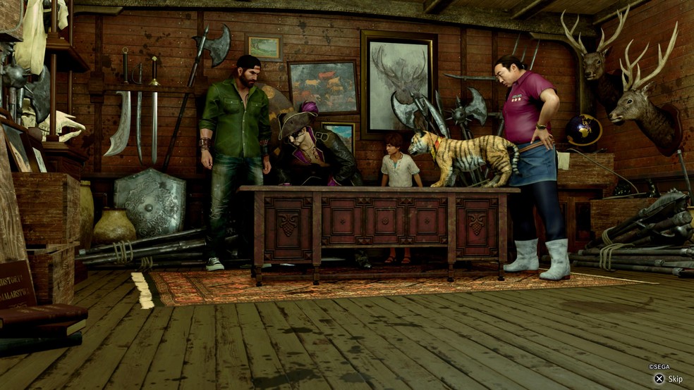 Like a Dragon: Pirate Yakuza in Hawaii é bem-humorado do início ao fim, com direito até um tigre que acha que é gato — Foto: Reprodução/Daniel Trefilio