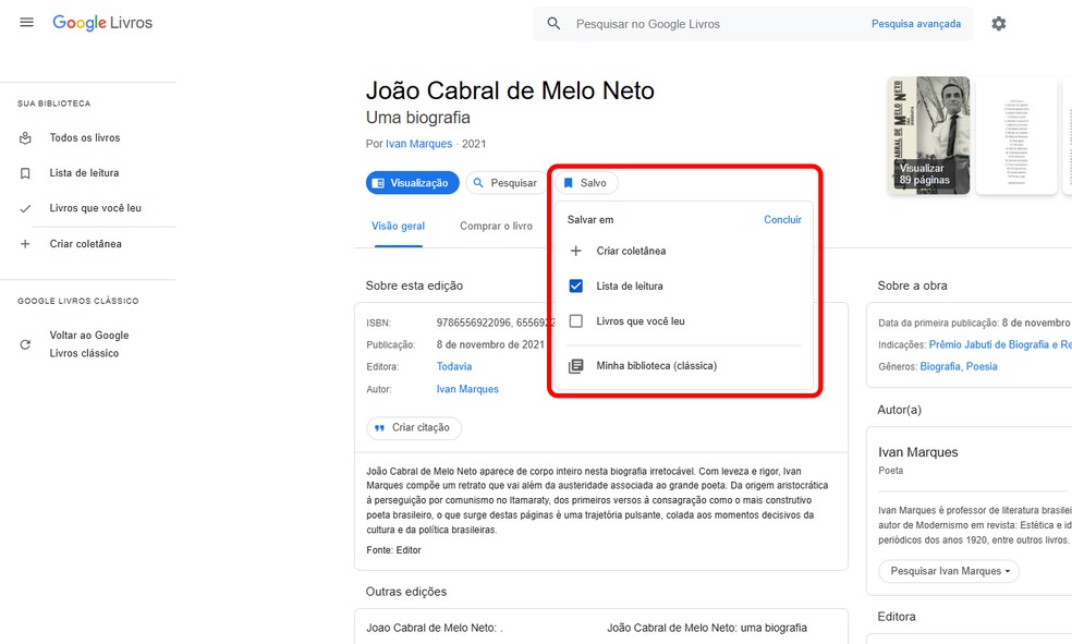 Google Permite Salvar Livros Online para ler Posterior This - Foto: Reprodução