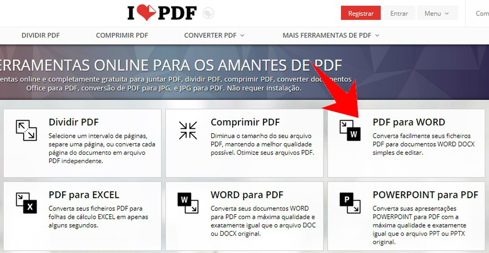 iLovePDF como converter, comprimir, reordenar e dividir documentos