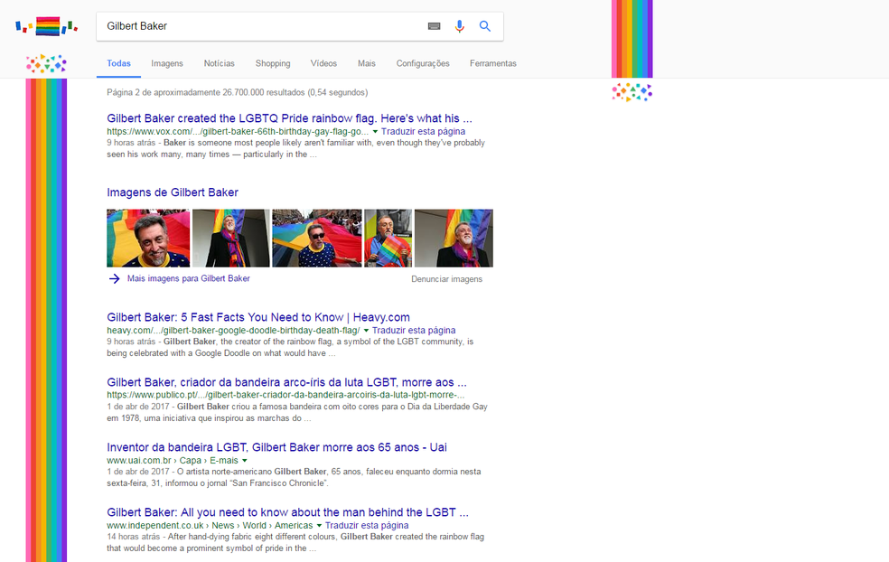 Google mostra bandeira gay no doodle