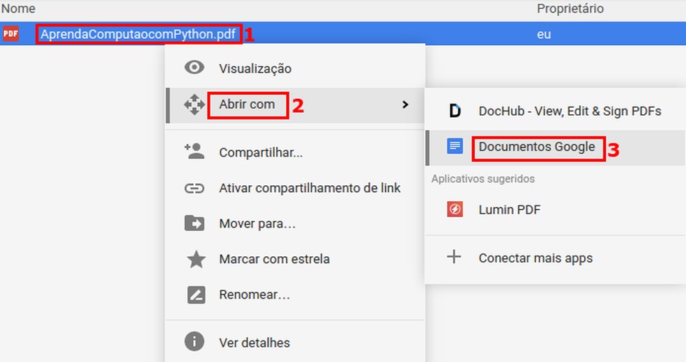 Português Brasileiro: conversores de documentos Google Drive