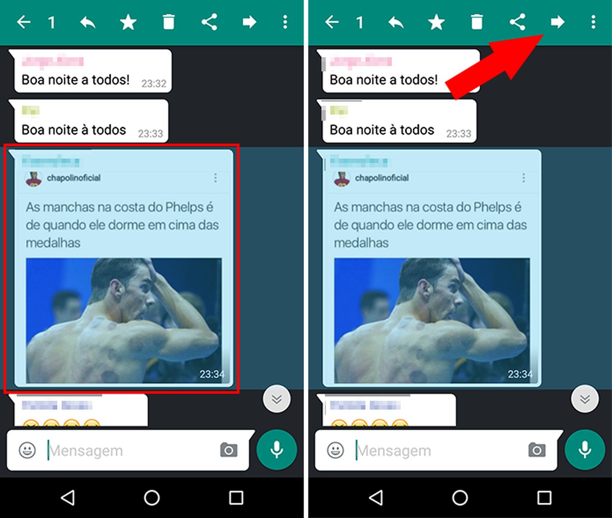 Como encaminhar mensagens para múltiplos contatos no WhatsApp