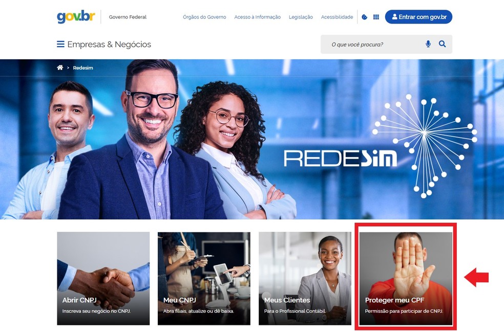 Acesse a ferramenta Proteger meu CPF no site do Governo Federal — Foto: Reprodução/Thaisi Carvalho