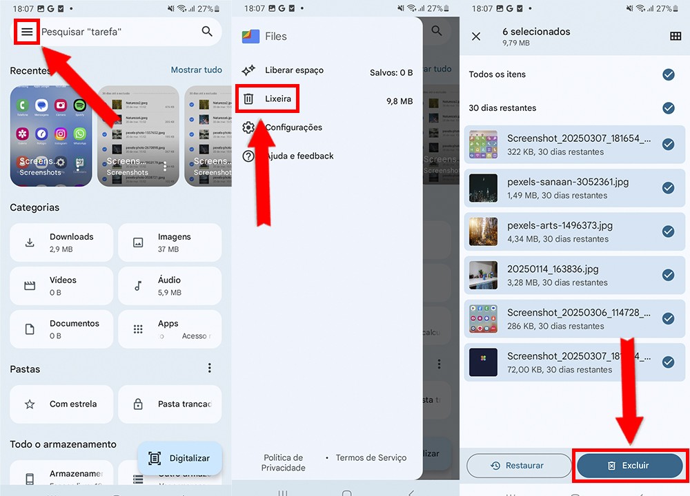 Como limpar a lixeira do celular (Android e iPhone)