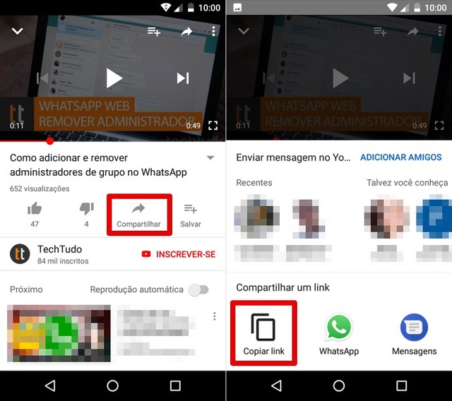 Como colocar vídeo do YouTube no Status do WhatsApp