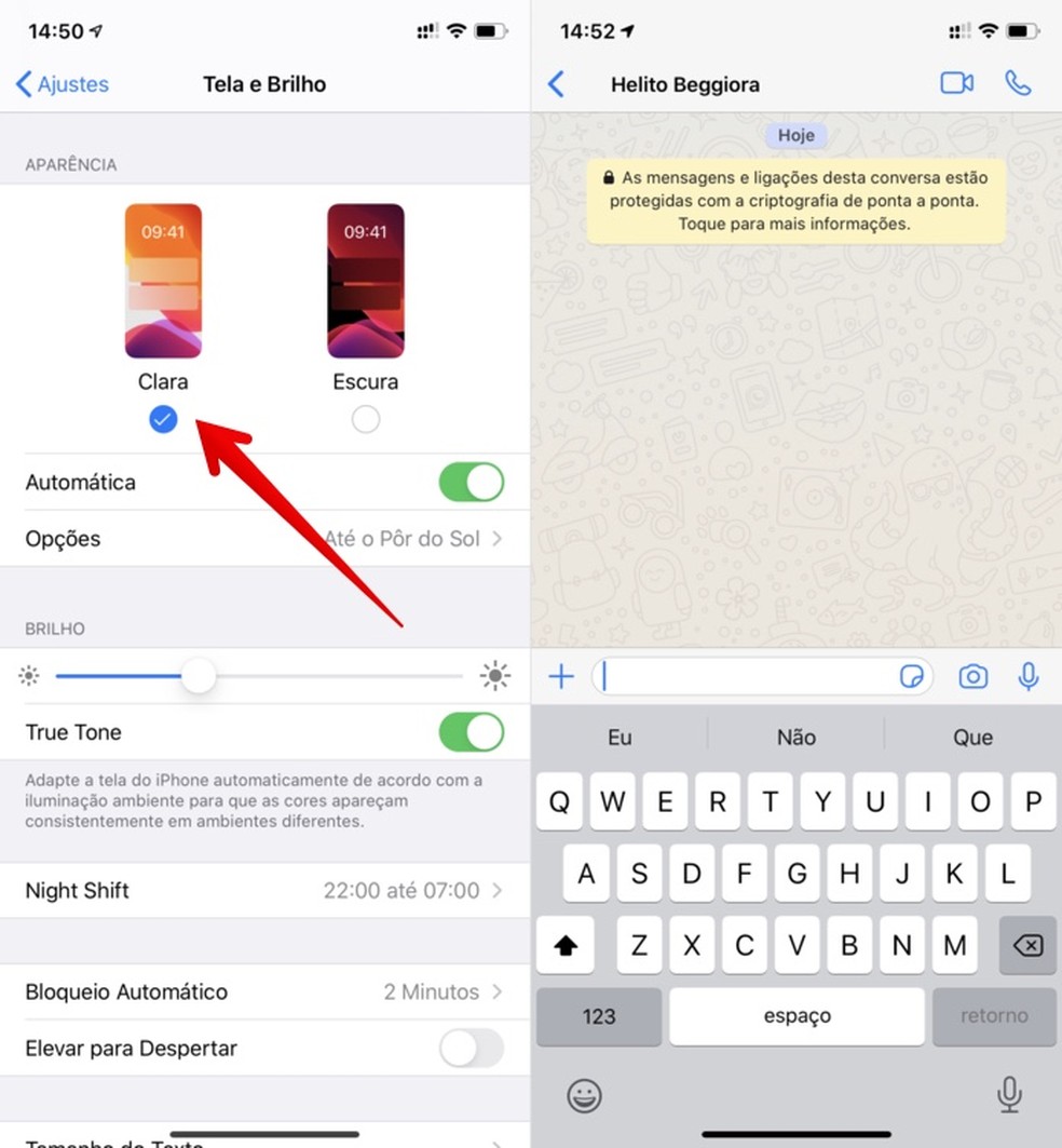 Como desativar o modo escuro do WhatsApp no iPhone (iOS)