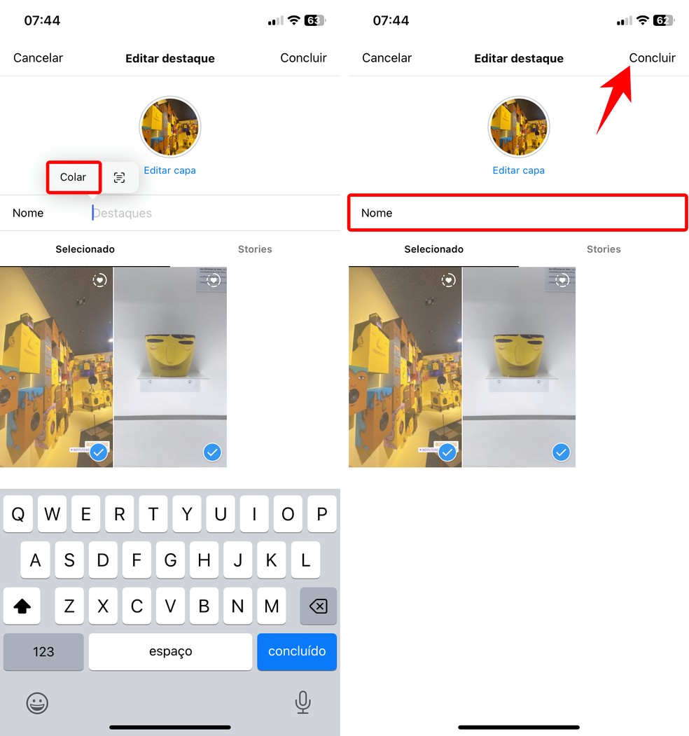 Como deixar o destaque do Instagram em branco