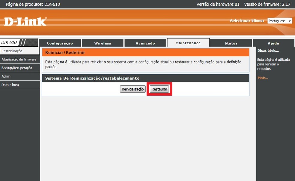 Como resetar o roteador D-Link e restaurar as configurações de fábrica