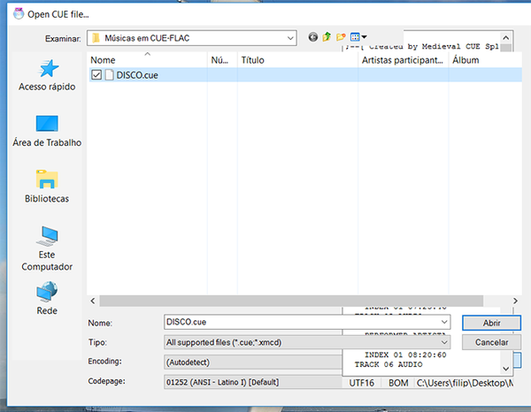 Como dividir arquivos CUE/FLAC em MP3