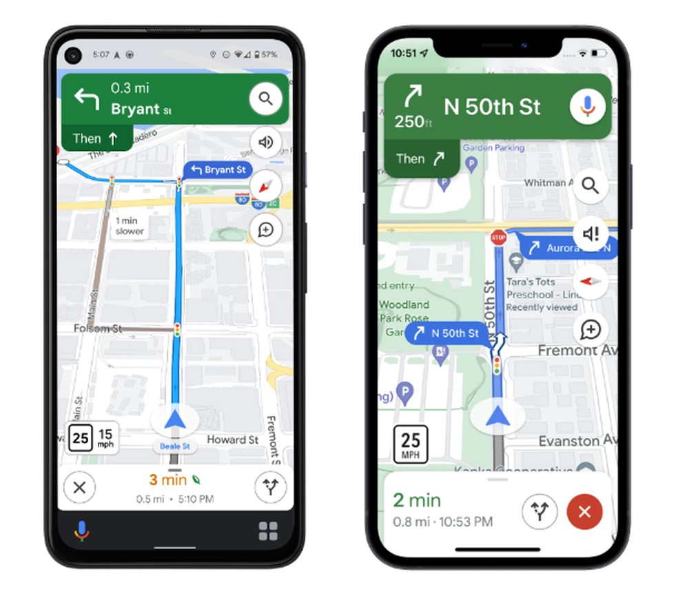 Pacote de atualização do app de rotas engloba novas sinalizações no mapa — Foto: Divulgação/Google Maps