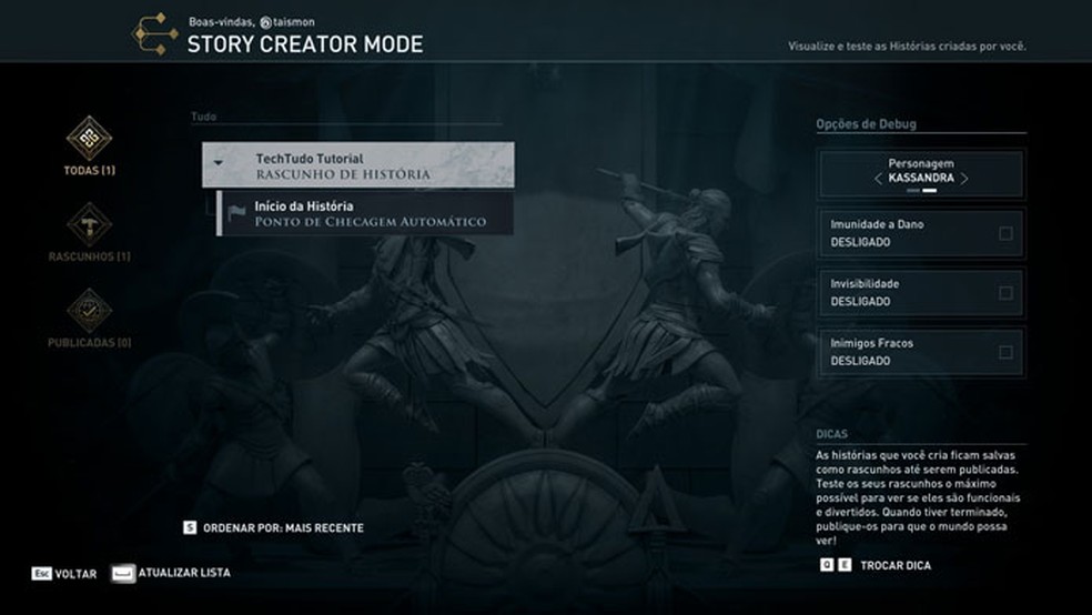 Como criar histórias em Assassin's Creed Odyssey no Story Creator Mode