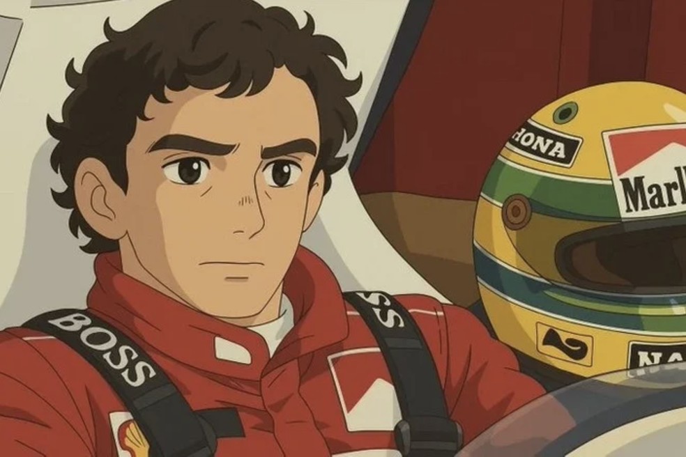 Ayrton Senna foi um dos que foram recriados pela IA — Foto: Reprodução/X