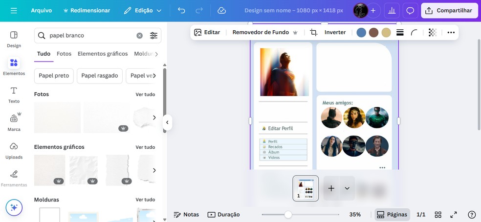 Cole fundo branco em cima da parte escrita — Foto: Reprodução / Eduardo Gomes
