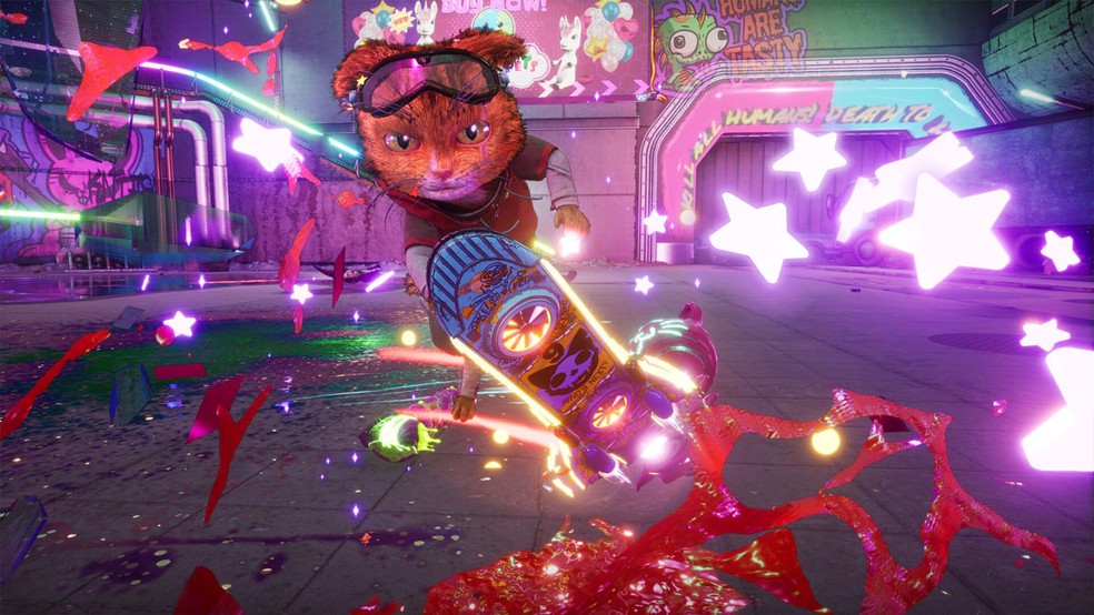 Não se engane pelo visual fofinho, Gori: Cuddly Carnage é um jogo de ação bastante violento — Foto: Reprodução/Steam