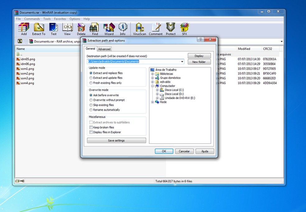 WinRar é um compactador de arquivos que facilita compartilhamento — Foto: Reprodução
