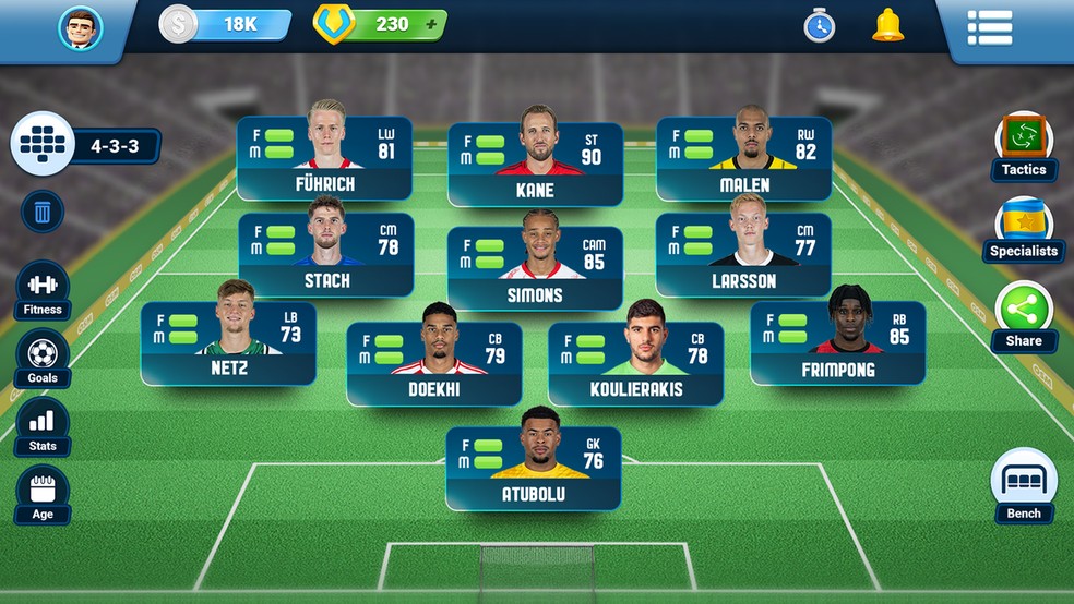 Online Soccer Manager é um simulador completo disponível para dispositivos Andoid — Foto: Reprodução/Google Play Store
