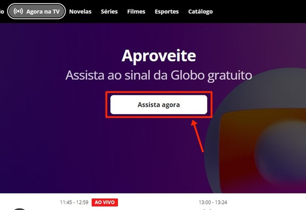 Acionar o botão "Assista agora" permite ao espectador fazer login ou realizar um cadastro na plataforma — Foto: Reprodução/Gabriela Andrade