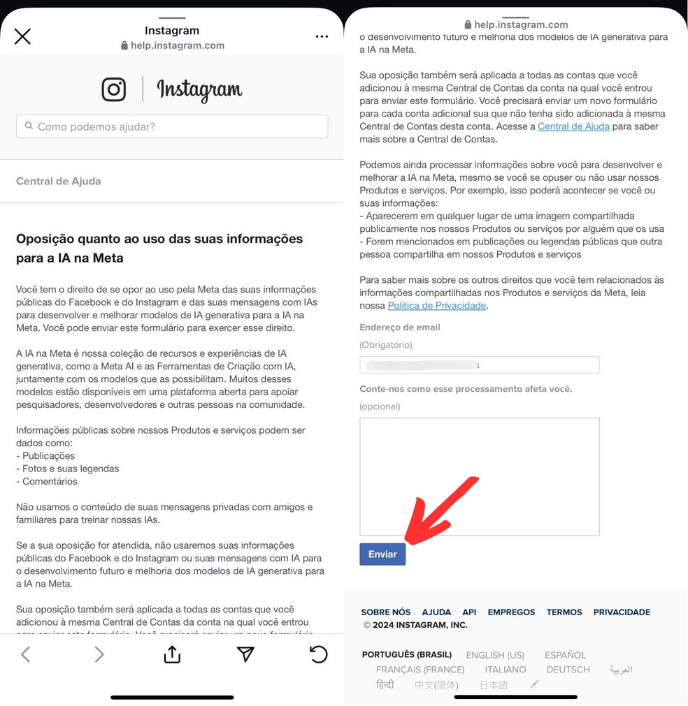 Meta AI: veja como se opor à coleta de dados no Instagram — Foto: Reprodução/Clara Fabro