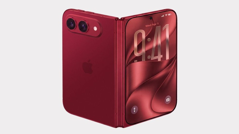 iPhone Ultra vermelho pode se juntar às versões prata e azul-escuro entre as opções de cores do modelo dobrável da Apple — Foto: Reprodução/Evan Blass