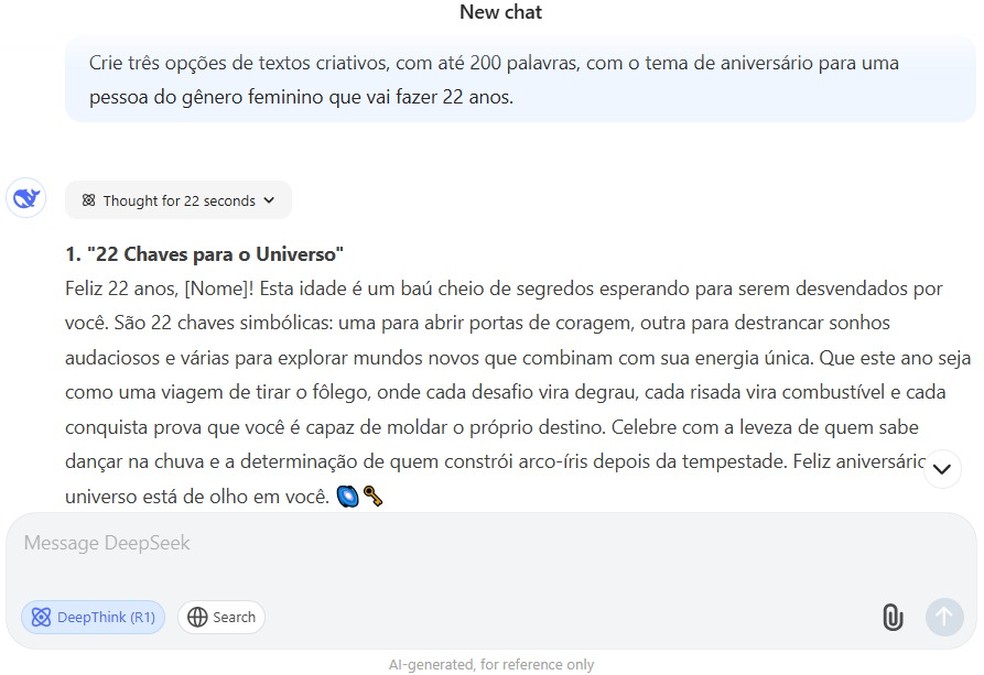  Reprodução/DeepSeek