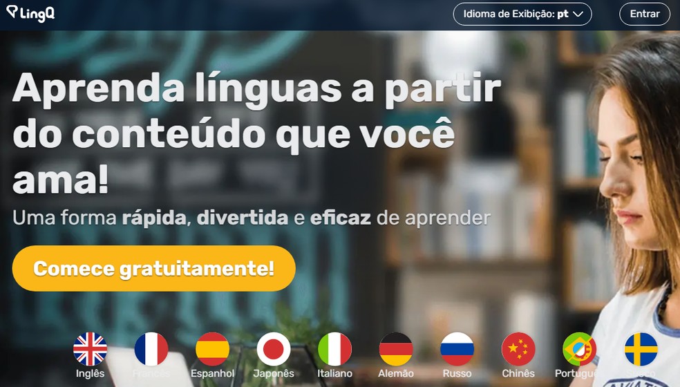 LingQ permite estudar idiomas a partir de interesses pessoais — Foto: Reprodução/LingQ