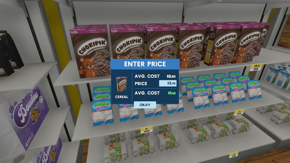 Em Supermarket Simulator é preciso administrar tudo nos mínimos detalhes — Foto: Divulgação/Nokta Games