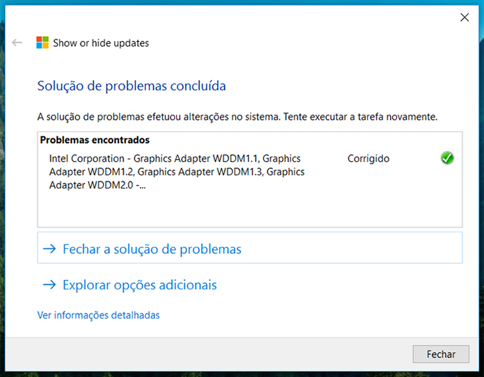O Windows 10 passará a ignorar as atualizações do componente selecionado (Foto: Reprodução/Filipe Garrett) — Foto: TechTudo