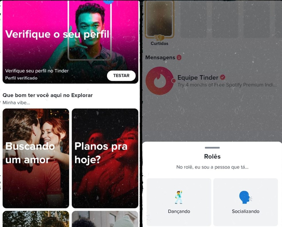Aplicativo Tinder possui ferramenta de segurança que verifica perfis dentro da plataforma — Foto: Reprodução/Gisele Souza