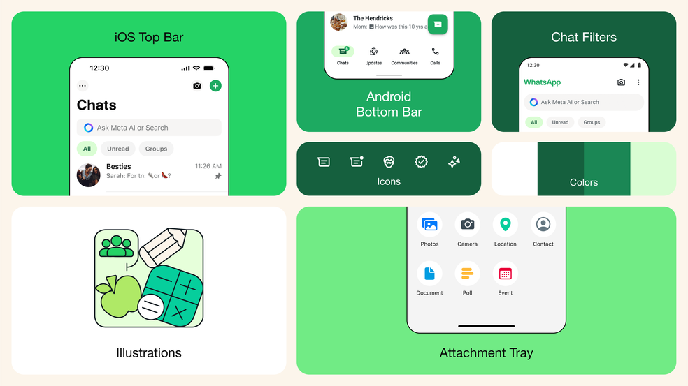 WhatsApp para iOS prioriza paleta em tons verdes da marca — Foto: Divulgação/WhatsApp