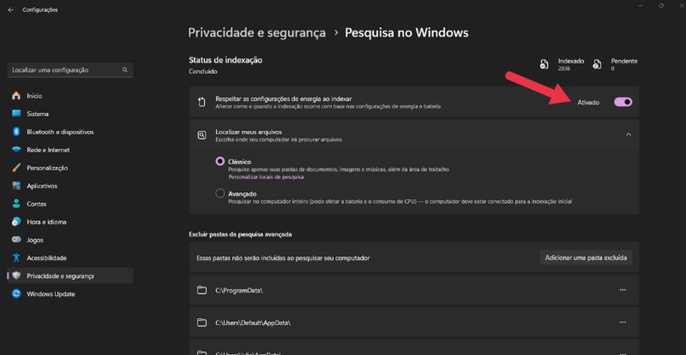 Impeça que o Windows faça idexação em segundo plano — Foto: Reprodução/Juliana Villarinho