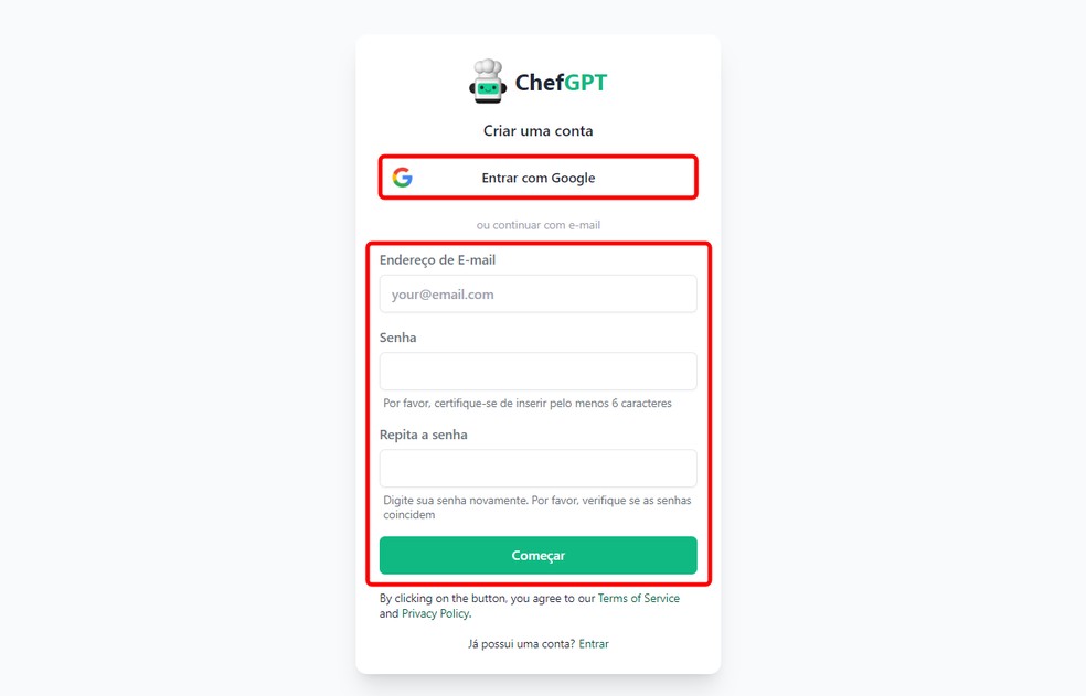 Site ChefGPT permite criar receita para Dia das Mães usando inteligência artificial — Foto: Reprodução/Rodrigo Fernandes