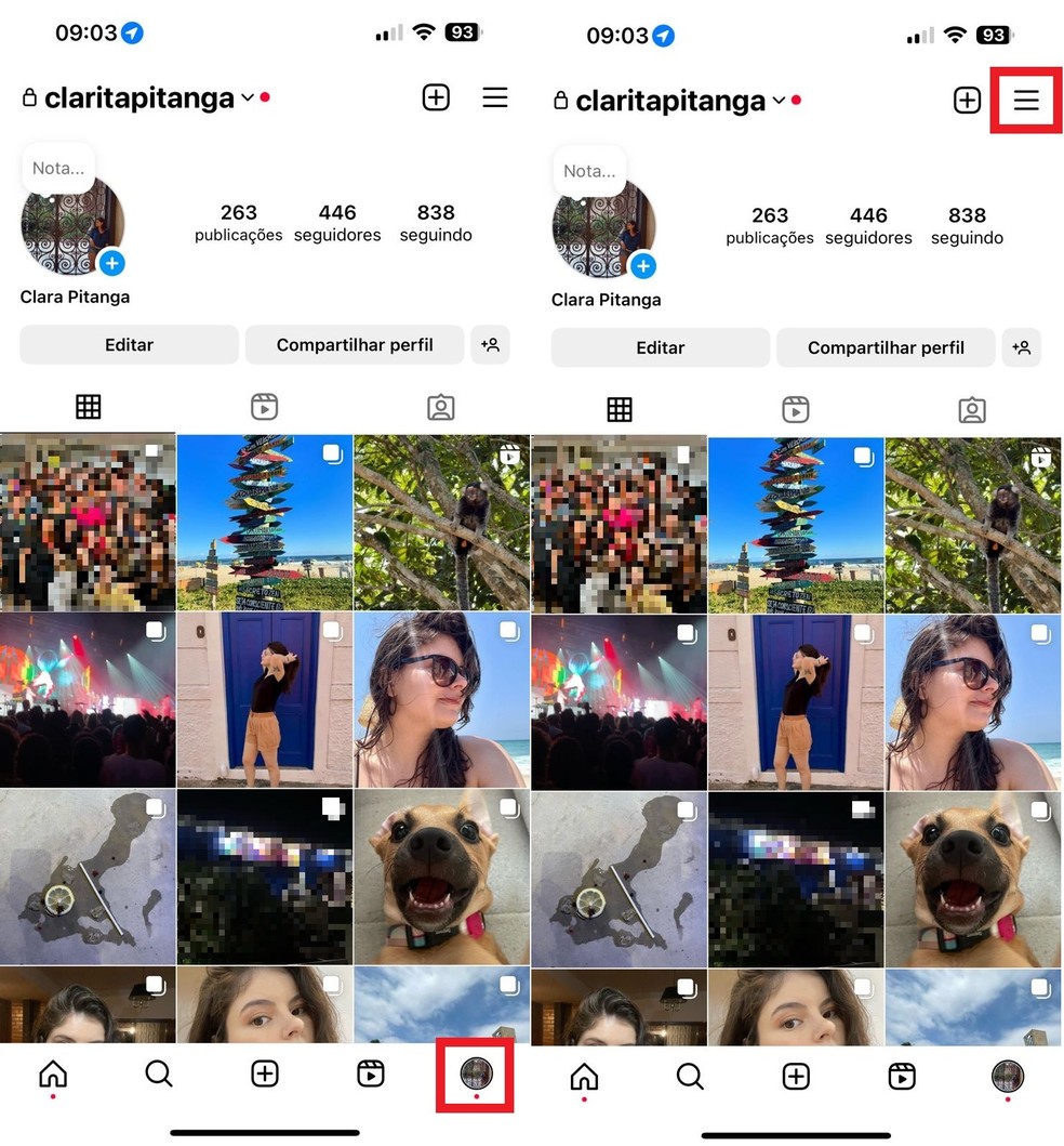 Acesse as configurações do Instagram para ativar o modo silencioso na rede social — Foto: Reprodução/Clara Fabro