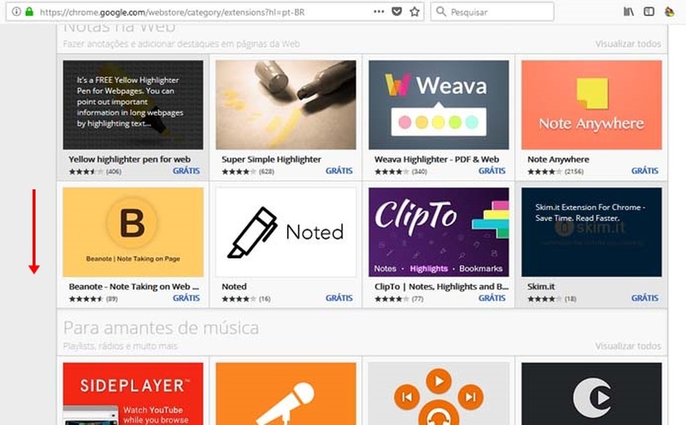 Acesse a Chrome Store pelo Firefox — Foto: Reprodução/Taysa Coelho