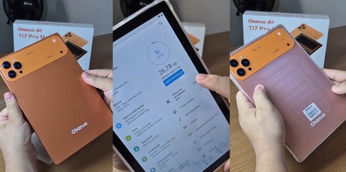Tablet chinês de R$ 600 imita iPhone 17 Pro Max e viraliza; conheça