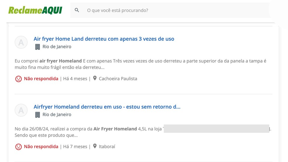  Reprodução/Reclame Aqui