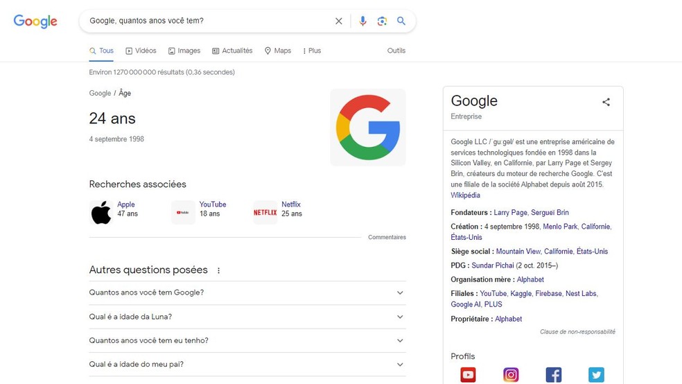 Sabe qual é uma das pesquisas do momento no Google? Que idade tem
