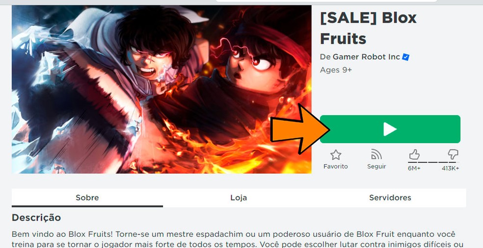 Abra o Blox Fruits em Roblox — Foto: Reprodução/Felipe Vinha