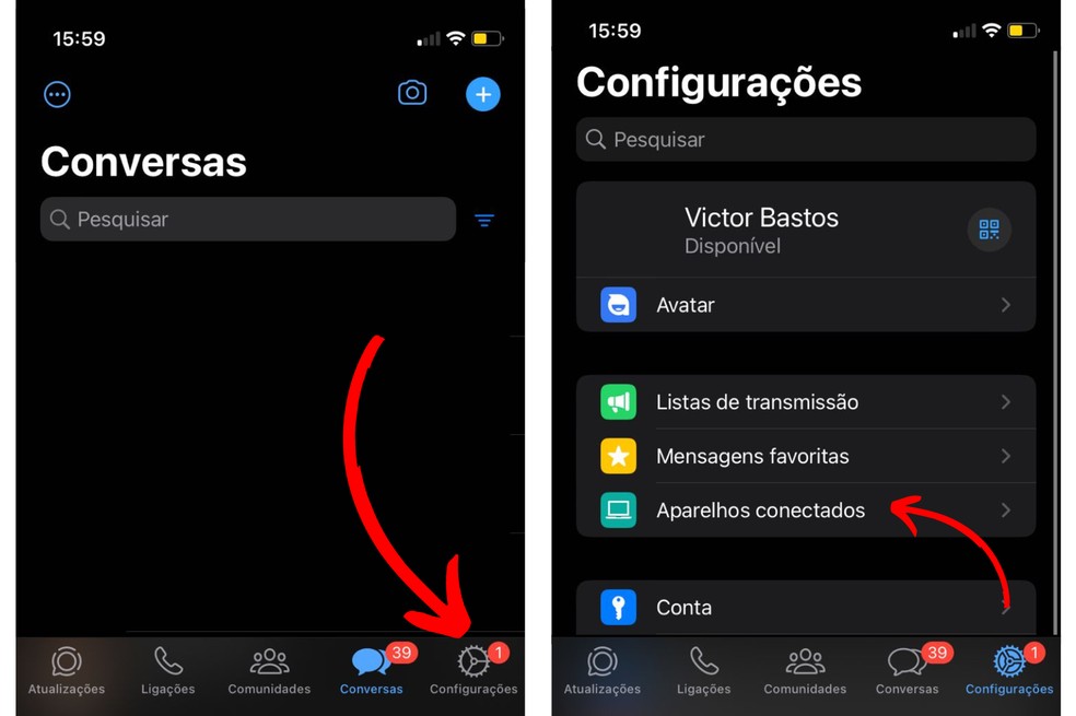 Também é possível verificar os aparelhos conectados ao WhatsApp no iPhone — Foto: Reprodução/TechTudo