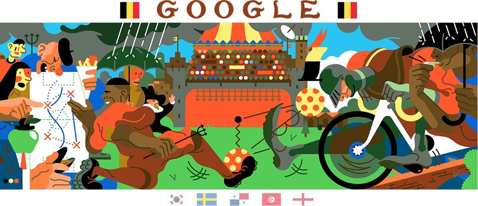 Jogo animado de futebol representa a Bélgica em Doodle — Foto: Reprodução/Google