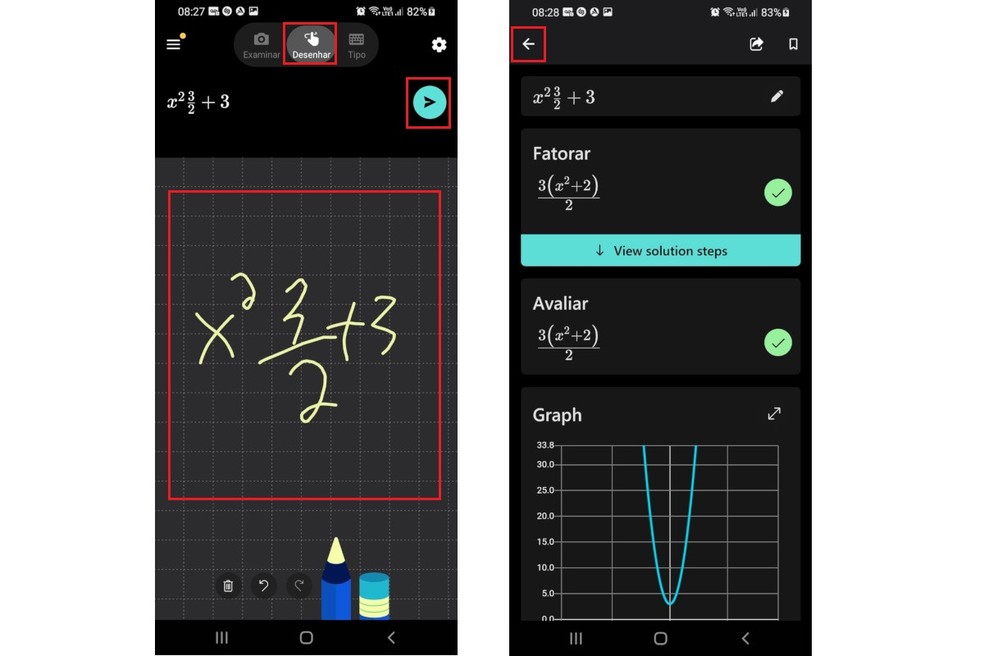 É possível desenhar equações no Microsoft Math Solver — Foto: Reprodução/Gabriel Pereira
