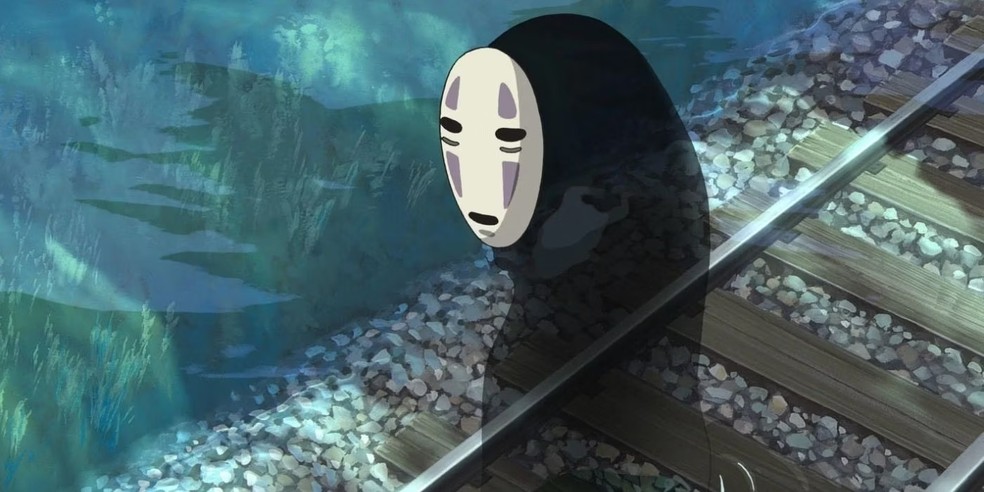 Sem Rosto é um dos personagens mais ilustres de A Viagem de Chihiro e sua aparência foi baseada em contos da mitologia japonesa — Foto: Reprodução/Studio Ghibli