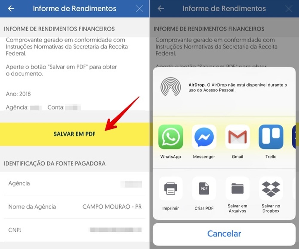 Como baixar Informe de Rendimentos 2019 no Banco do Brasil pelo celular
