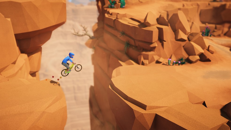 Lonely Mountains: Downhill é um jogo de bicicleta com um visual único — Foto: Reprodução/Steam