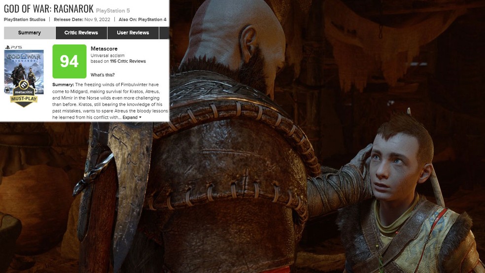 God of War: Ragnarok tem segunda maior nota de 2022, atrás de Elden Ring