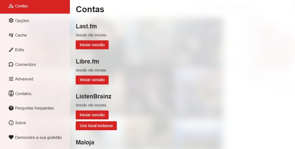 Site do Web Scroobler; É necessário conexão com alguma das plataformas para utilizar — Foto: Reprodução/Millena Borges